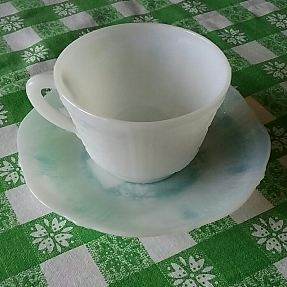 Unknown Kitchen Vintage Milk Glass Cup Saucer Poshmark